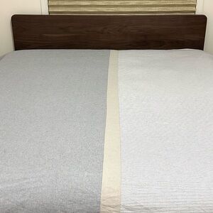 Elegant Linen Gray and Cream Duvet Cover